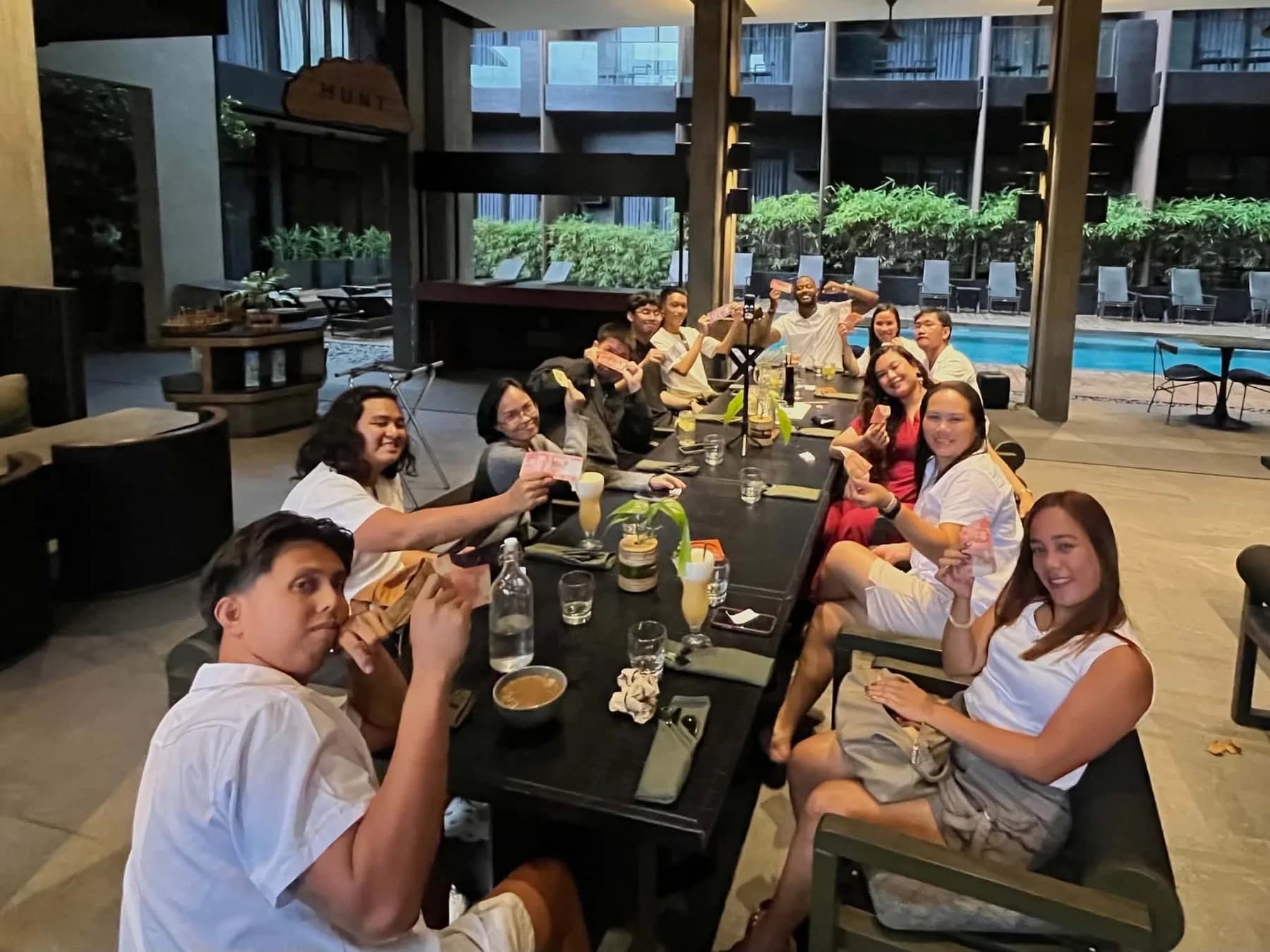 The MyThorneAI team sharing dinner around a long table